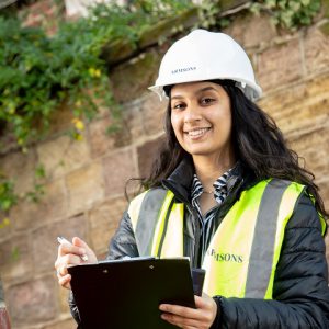 Alisha Jhangeer wearing construction site PPE