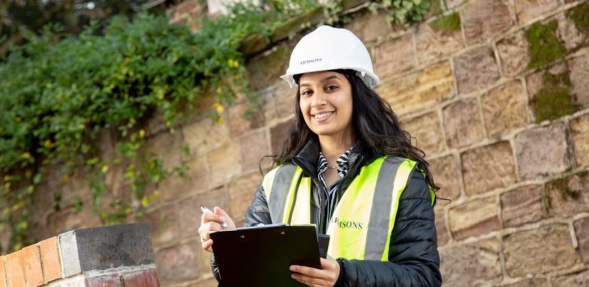 Alisha Jhangeer wearing construction site PPE