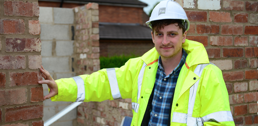 Jamie Wasley on a building site