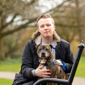 Kyle Harwood with his dog