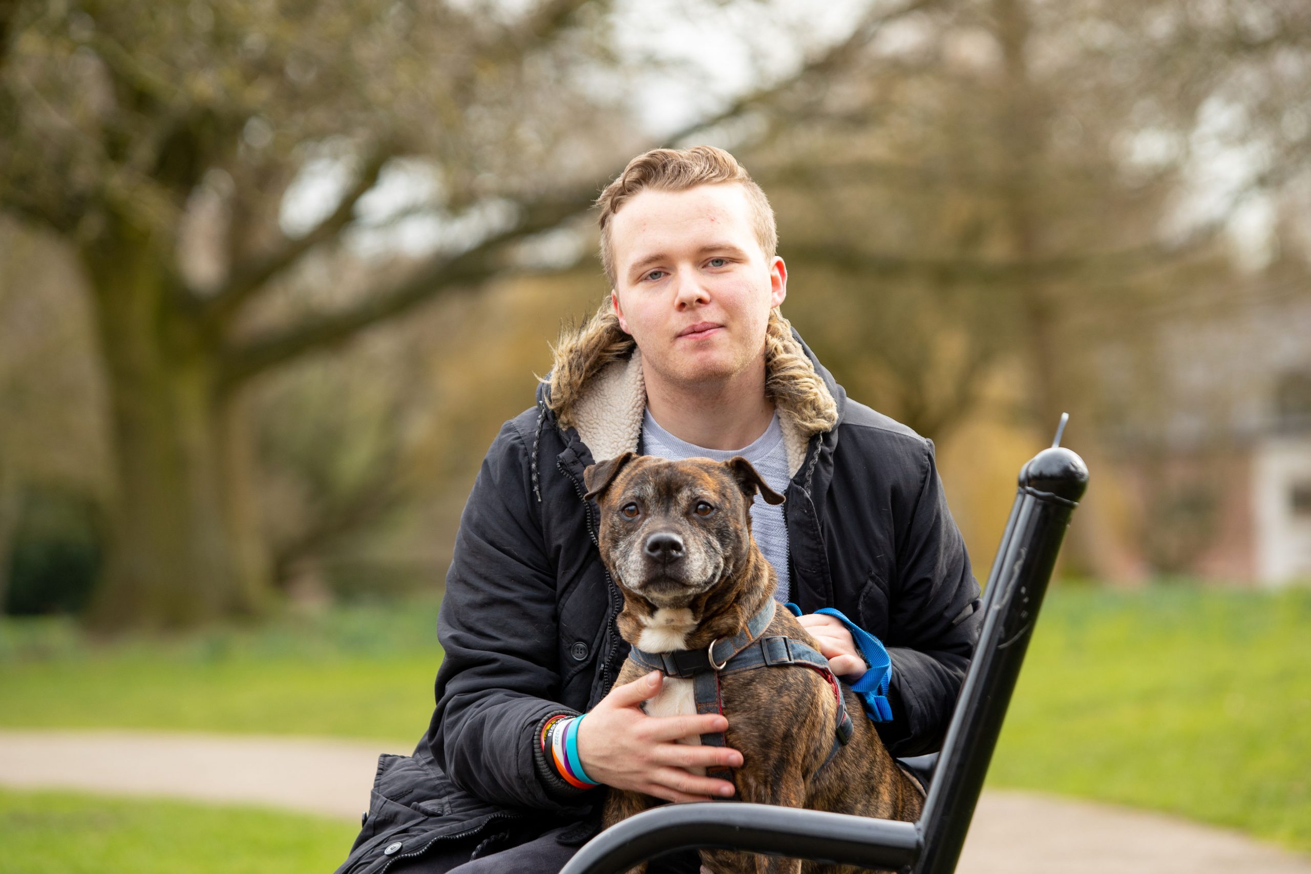 Kyle Harwood with his dog