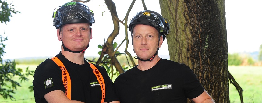 Andrew Fretwell with business partner Mark stood by a tree