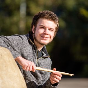 Richard Mylemans holding drumsticks