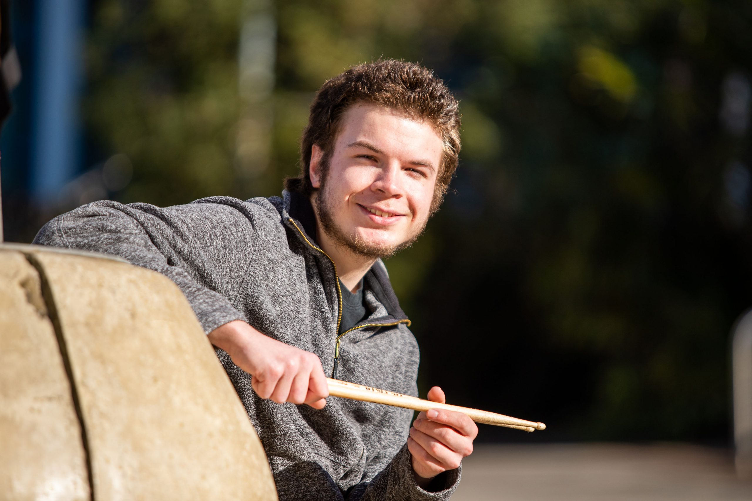 Richard Mylemans holding drumsticks