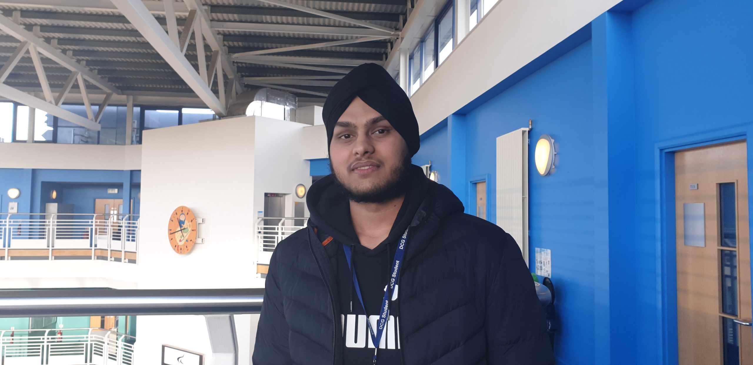 A-level student Sukhbir Singh at the Joseph Wright Centre