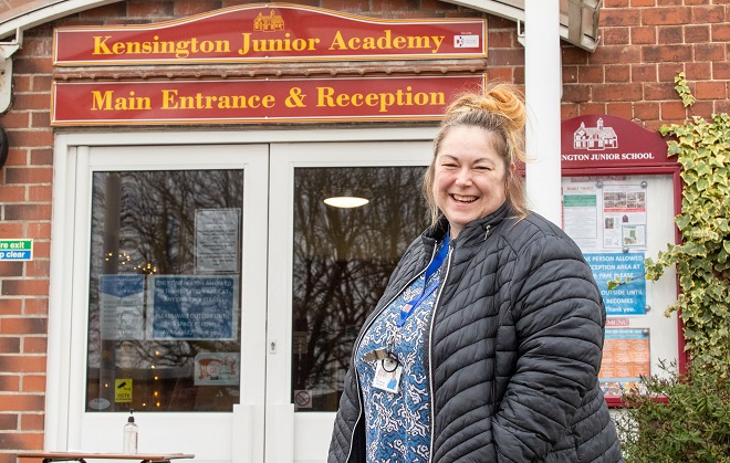 Suzanne Draper stood in front of Kensington Junior Academy