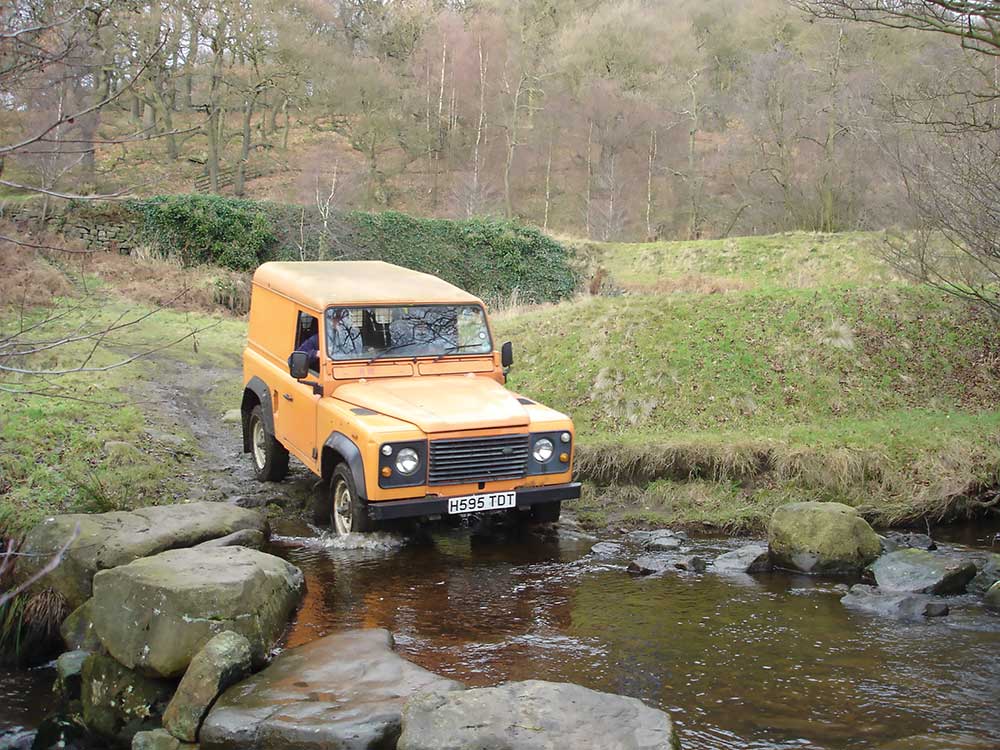 Landrover entering water