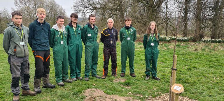 Arboriculture students stood together at Broomfield Hall.