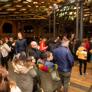 People attending an event at the Roundhouse.