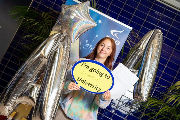 Rosie holding her results.