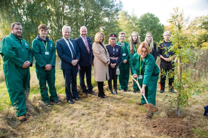 2. Countryside students help with the planting of the native oak tree