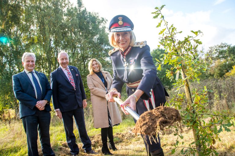 The Lord Lieutenant of Derbyshire with Deputy Lord Lieutenant Brell Ewart, Derby College chair of governors Andrew Cochrane and Deputy CEO Heather Simcox