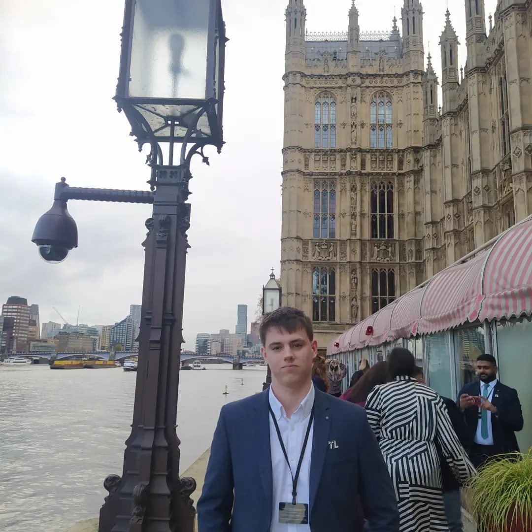 Former Derby College student Alec Barnden in London.