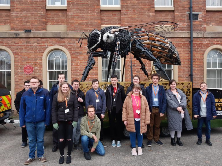 Students at the Roundhouse stood by the Anti-violence Bee.