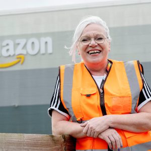 Donna Burton outside Amazon