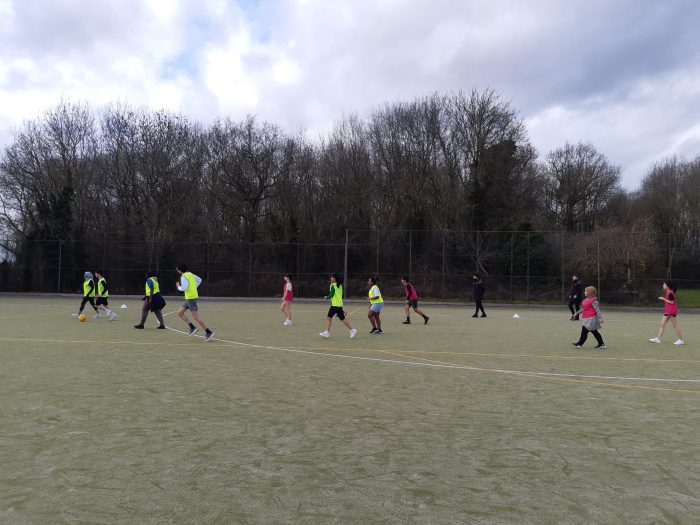 Students playing football