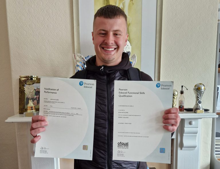 John Radcliffe with his certificates