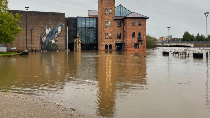 Flooding in Derby City Centre.