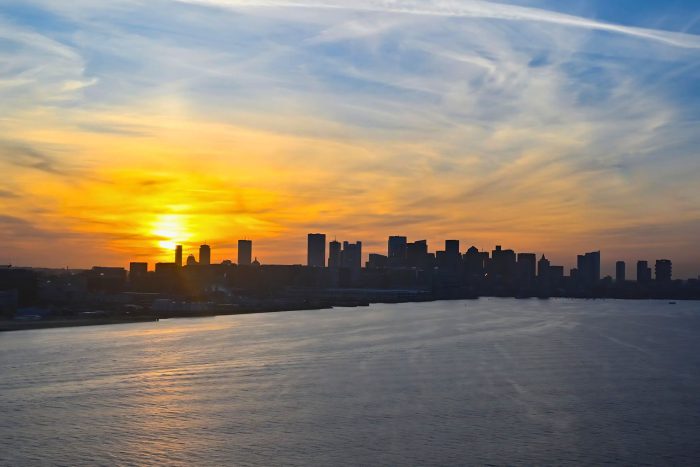 Sunrise over Boston.