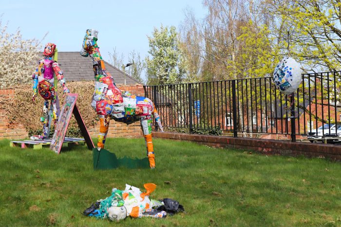 Sculptures made from rubbish.