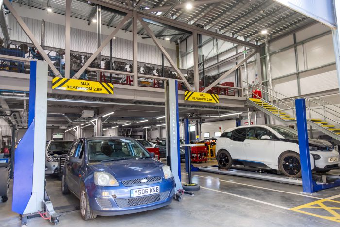 Various cars at the DCG automotive technologies facilities.