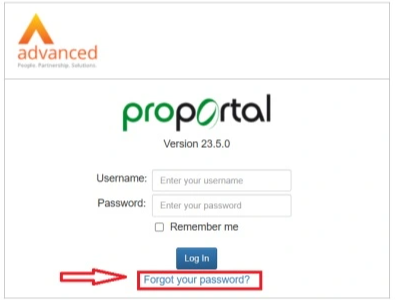 Screenshot showing the Forgot your password link