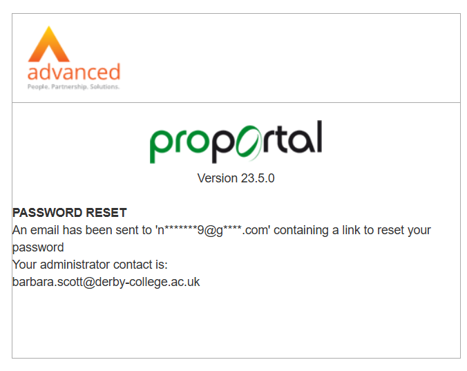 Screenshot showing reset confirmation