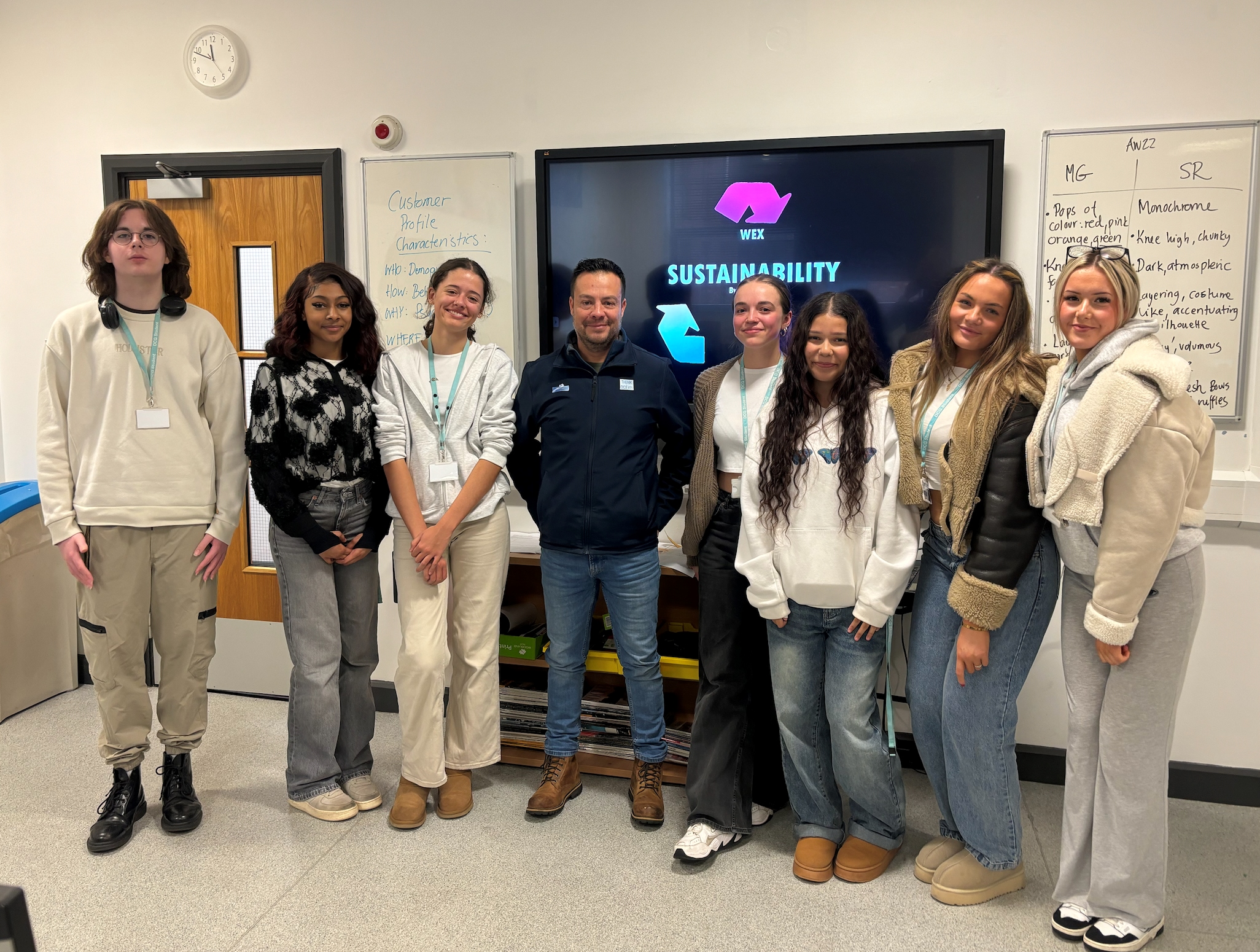 Group of college students participating in an education workshop focused on sustainability and eco-friendly development in business and fashion.