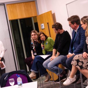 A panel of experts speaking at the Media Literacy Symposium.