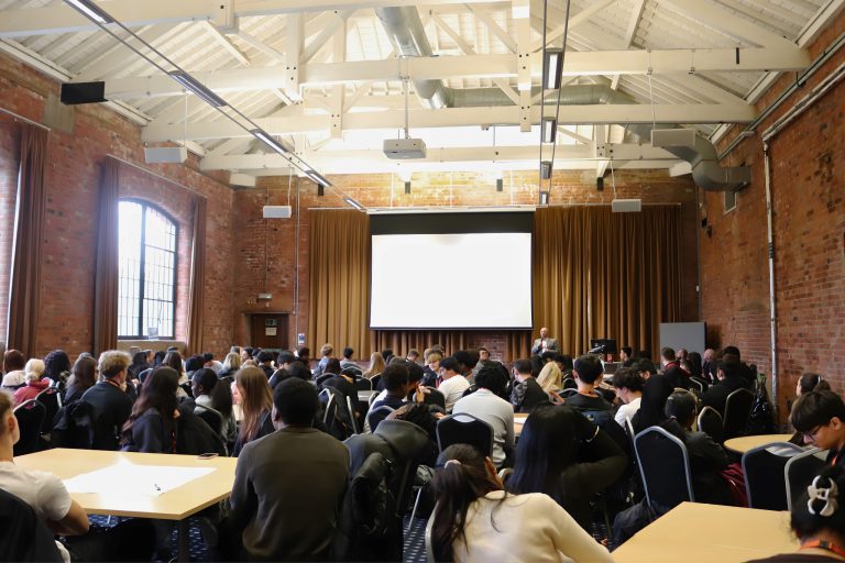 Big group of Derby College Group students at the Insight into Business event.