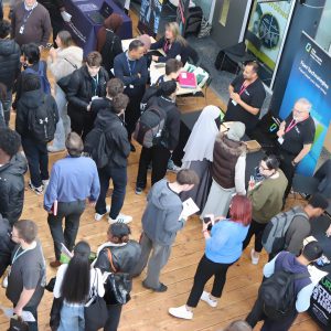 A big group of people at the Step into Cyber event at Derby College.