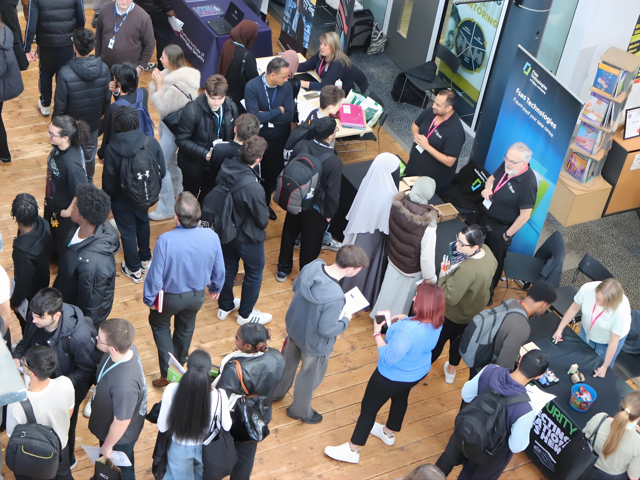 A big group of people at the Step into Cyber event at Derby College.