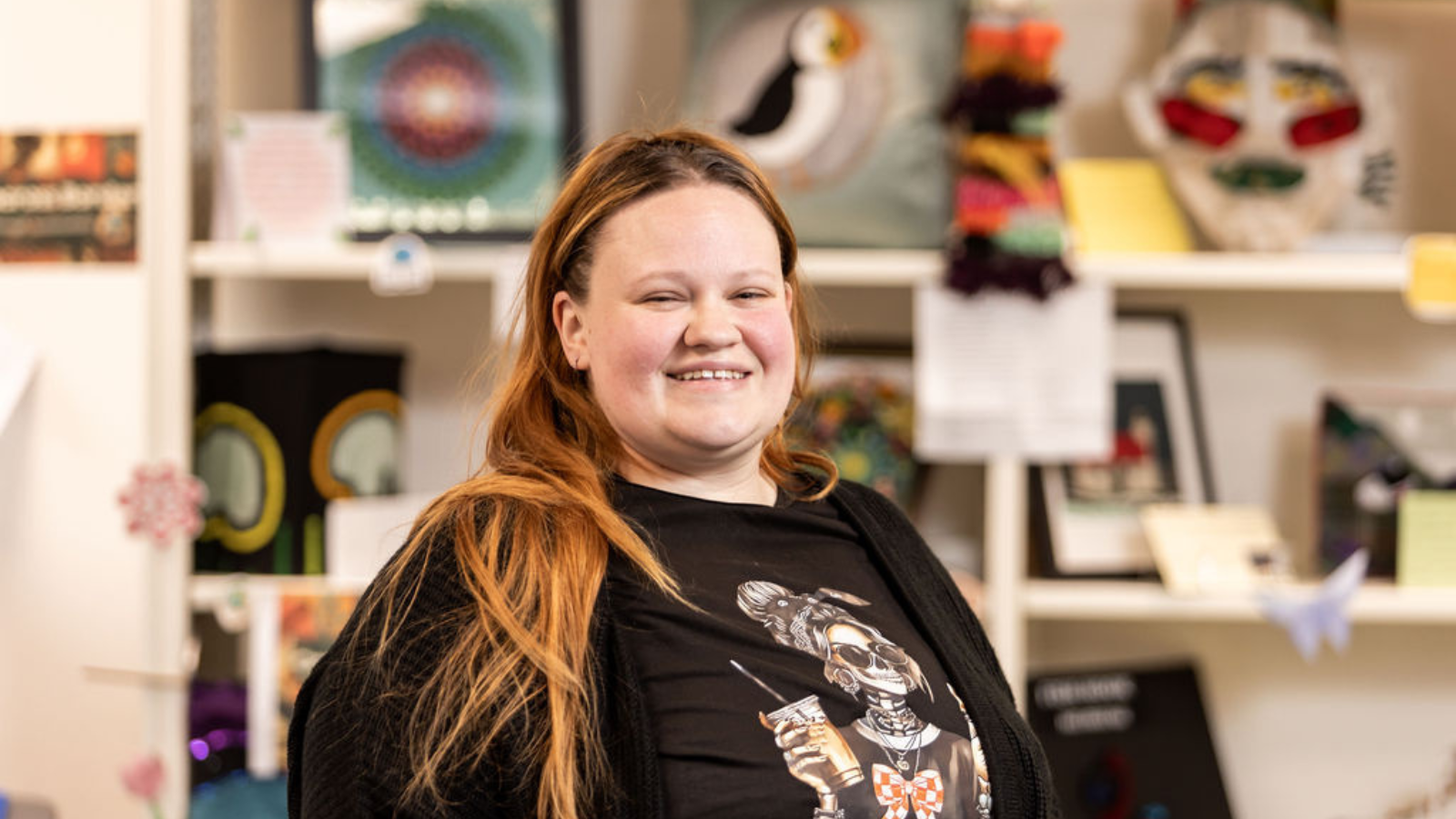 Adult learner Keira Walker at Ilkeston Community College library.