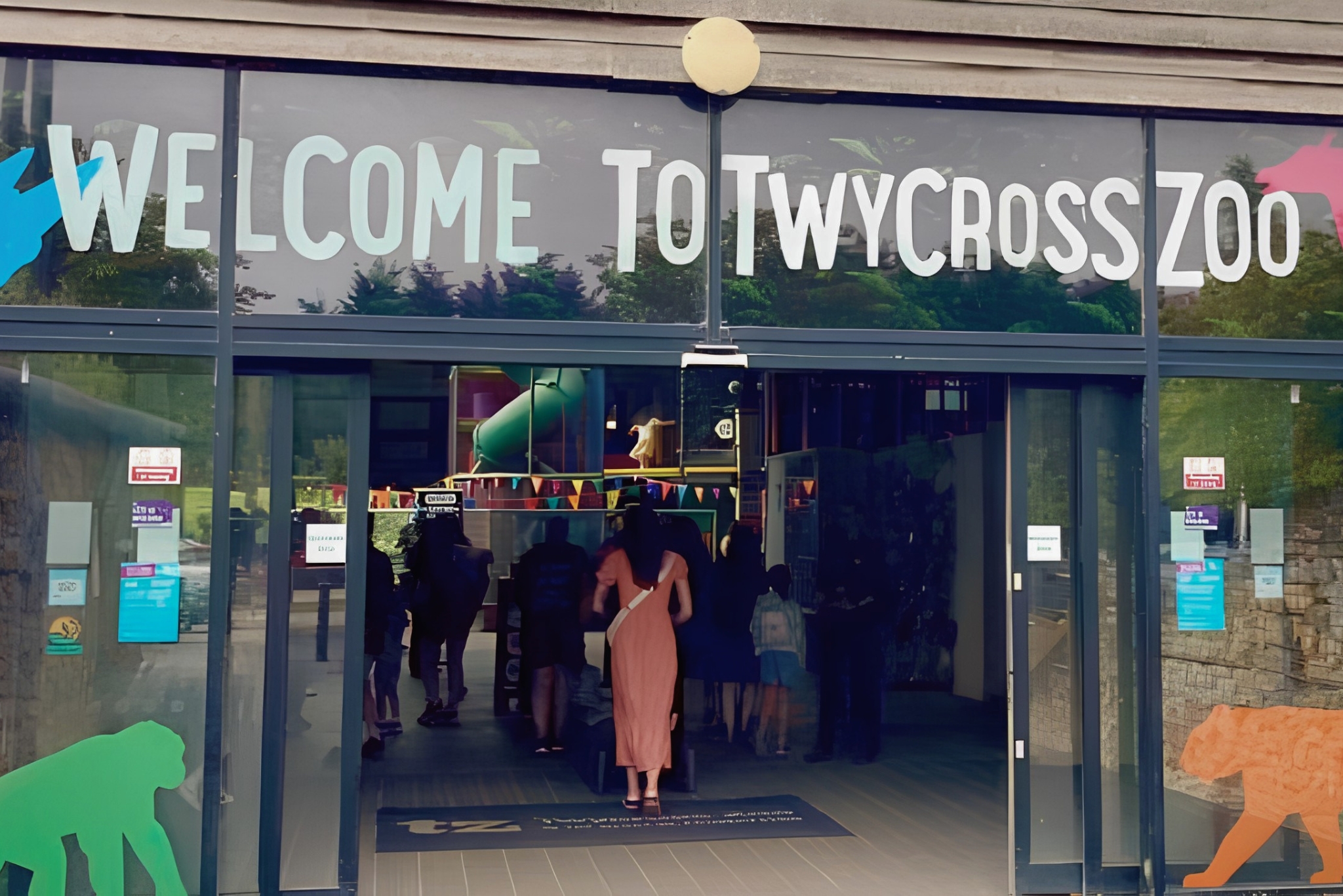 Derby College Group A-level students visiting Twycross Zoo during Project Week, entering the zoo for an animal behaviour talk