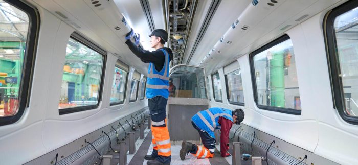 Derby College students and Alstom workers on a supported internship.