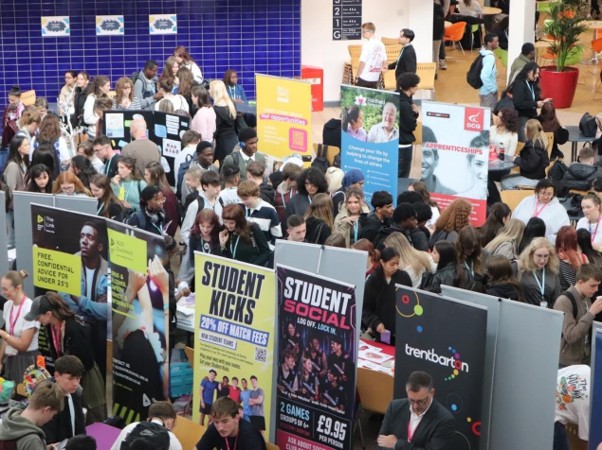 Students at the 2026 Derby College Freshers' Fair at the Joseph Wright Centre